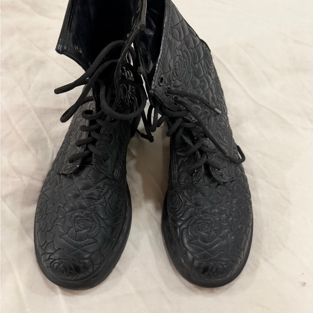 Dr. Martens Black Floral Lace-Up Boots